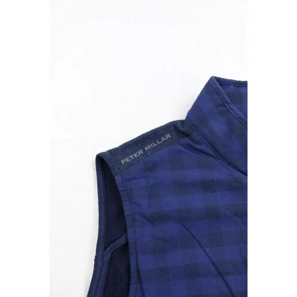 Peter Millar Vest Mens Navy Blue Fuse Elite Flannel Hybrid Performance XXL Plaid - Picture 6 of 16